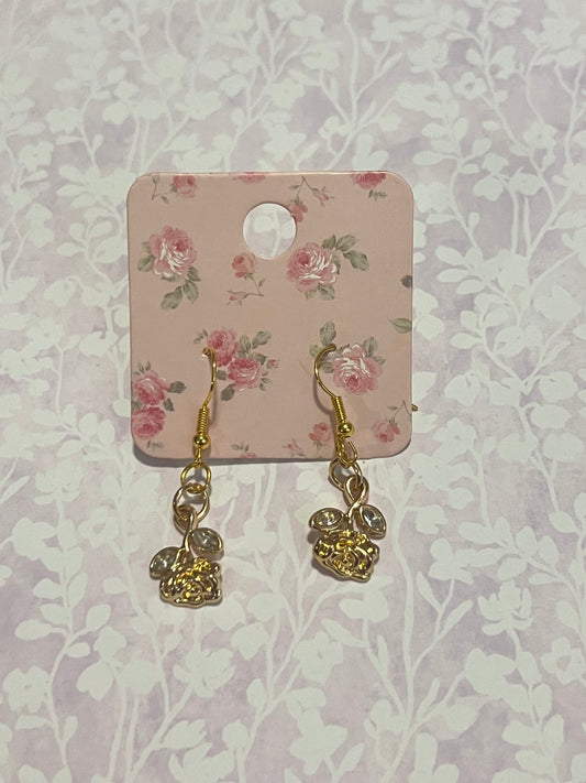 Gold rose earrings